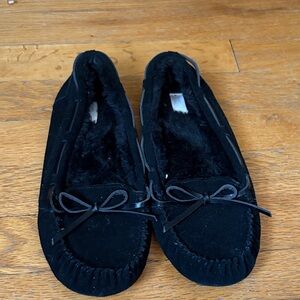 Women's Black Moccasin Slippers